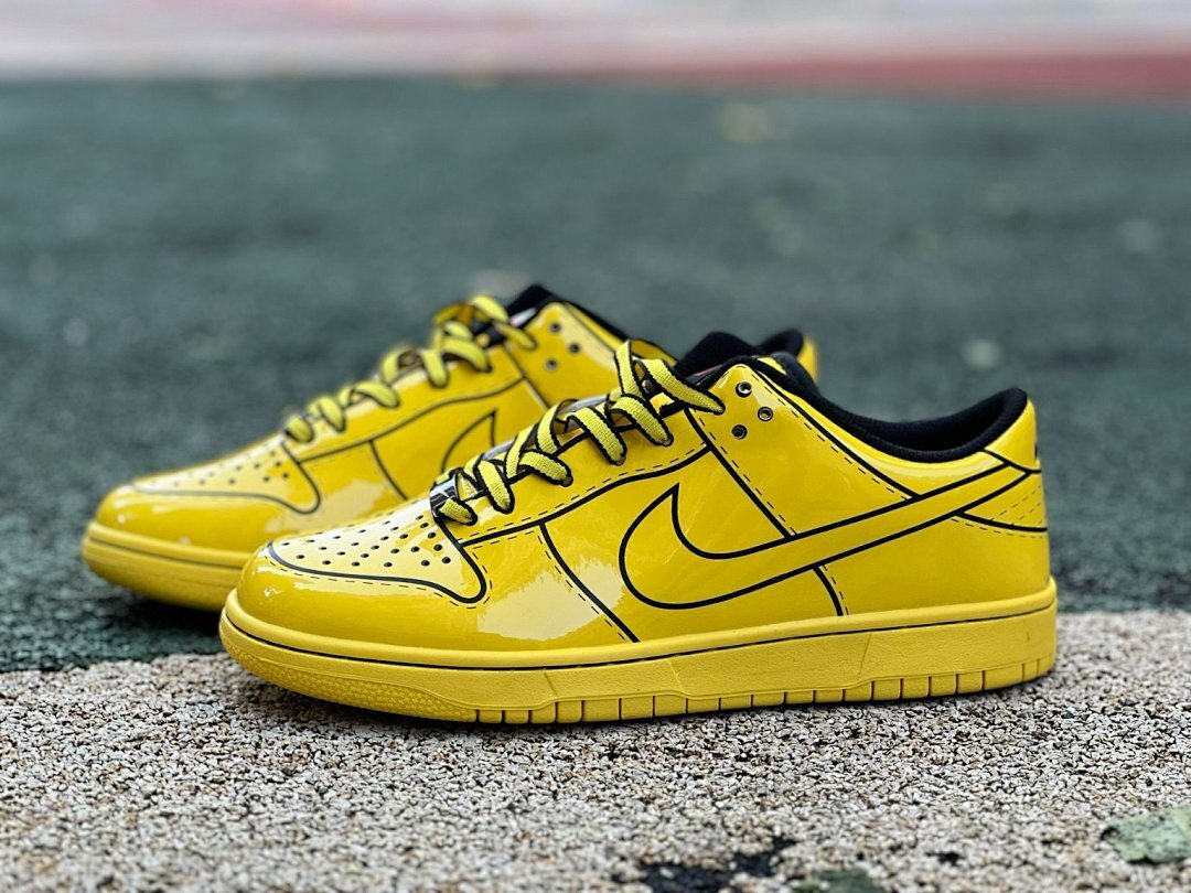 Nike Dunk Low Yellow Patent Cel-Shaded Sneakers