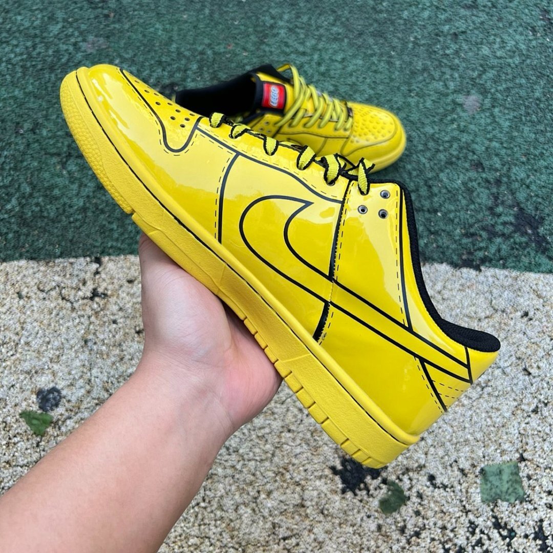 Nike Dunk Low Yellow Patent Cel-Shaded Sneakers