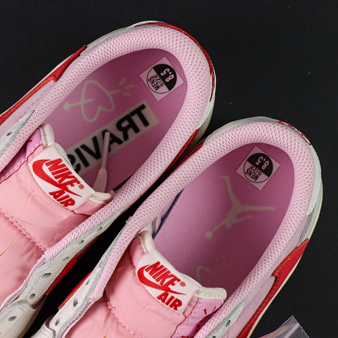 Nike Air Jordan 1 Low OG Travis Scott Fragment Pink Red Swoosh Shoes