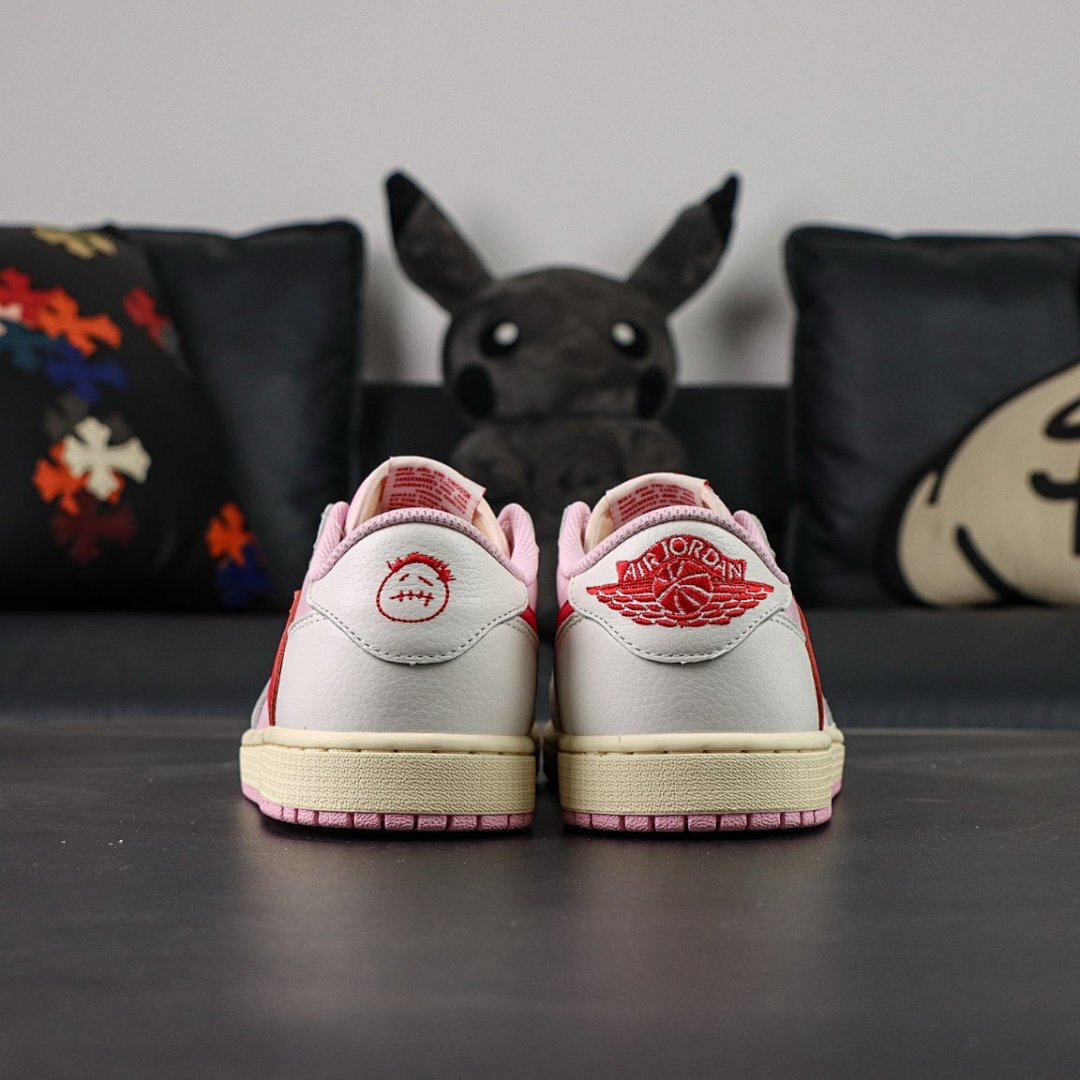 Nike Air Jordan 1 Low OG Travis Scott Fragment Pink Red Swoosh Shoes