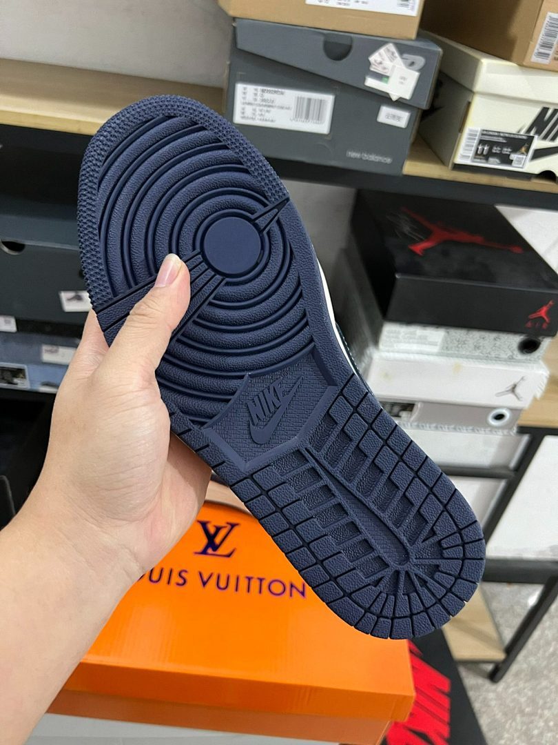 Air Jordan 1 Low LV Monogram Grey White Navy Red Sneakers