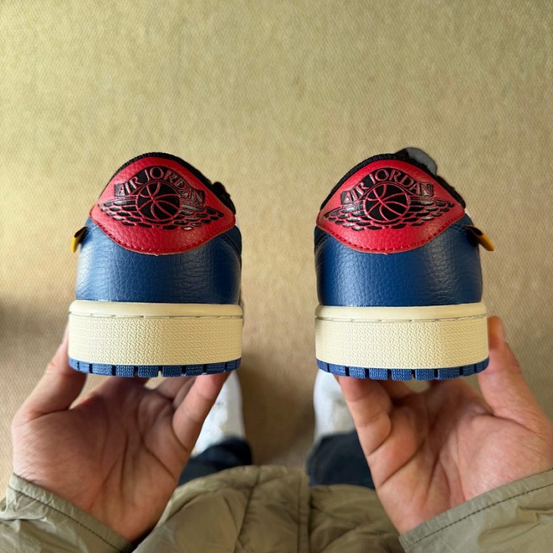Nike Air Jordan 1 Low Union LA Sail Muslin Dark Powder Blue Gym Red Yellow Laces Men's Women's Sneakers