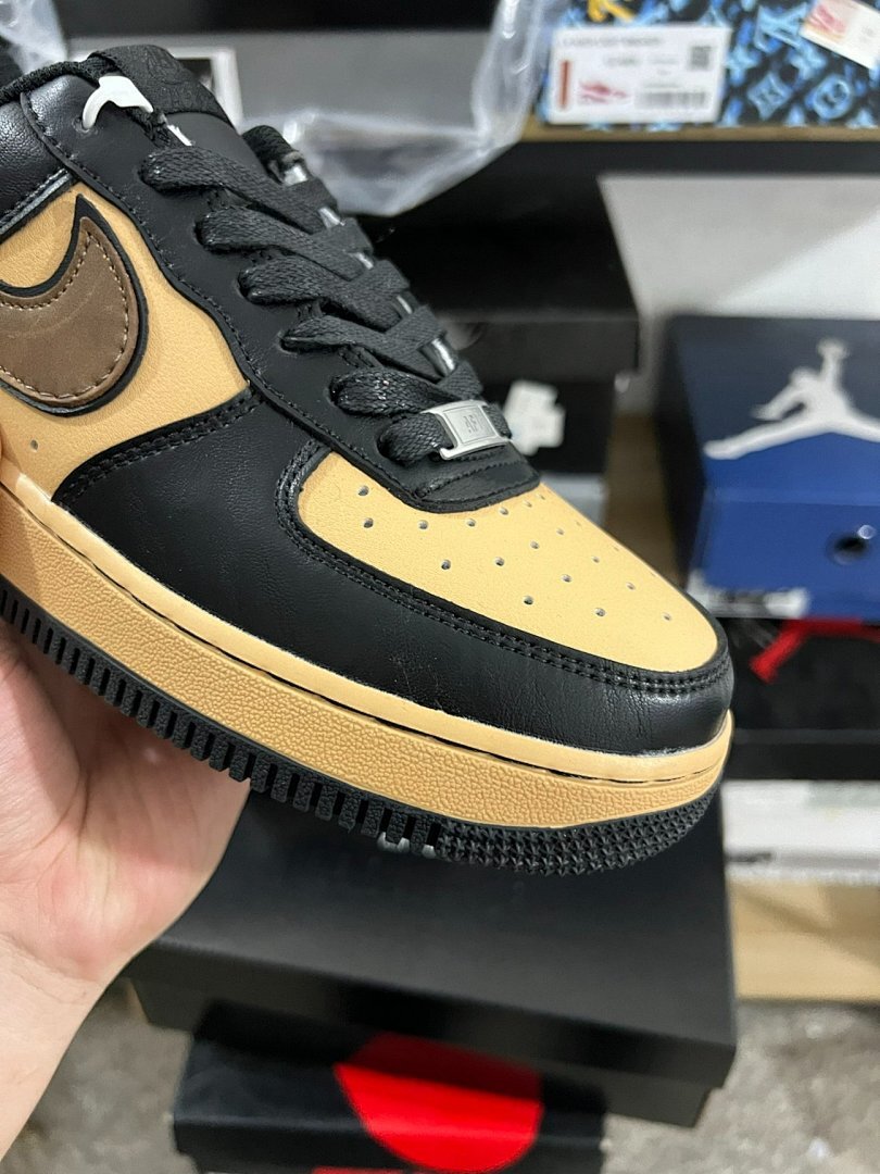 Nike Air Force 1 Low Black Light Brown Gum Medium Brown Sneakers (DN1430-001) AF1 Black Tan Dark Brown Mocha