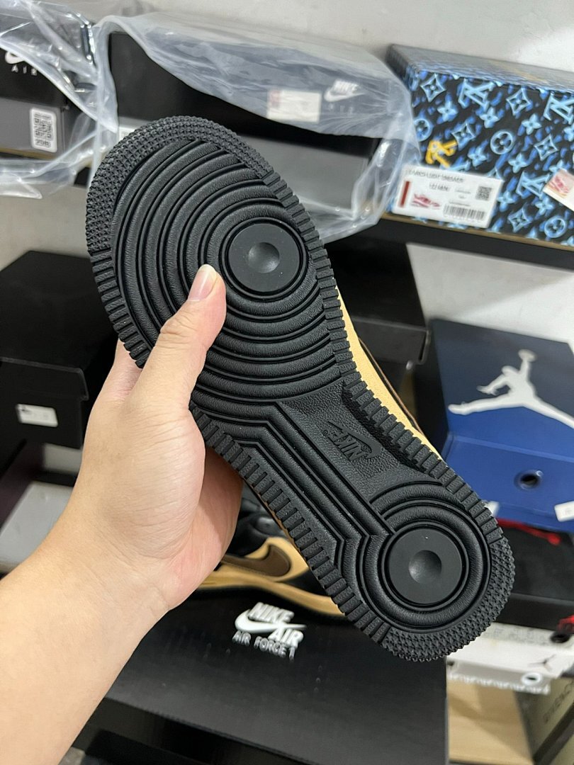 Nike Air Force 1 Low Black Light Brown Gum Medium Brown Sneakers (DN1430-001) AF1 Black Tan Dark Brown Mocha