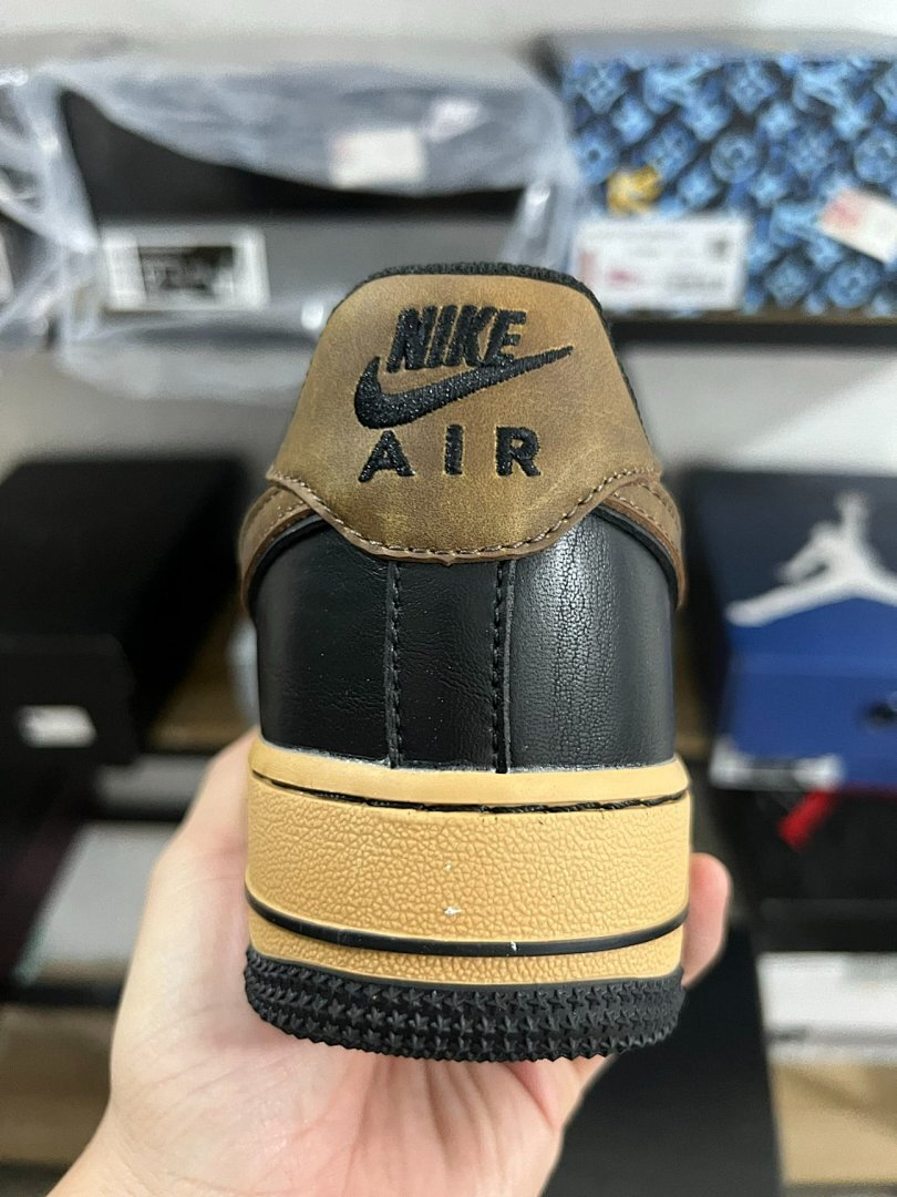 Nike Air Force 1 Low Black Light Brown Gum Medium Brown Sneakers (DN1430-001) AF1 Black Tan Dark Brown Mocha