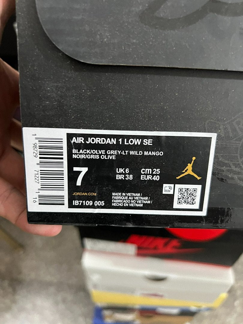 Nike Air Jordan 1 Low "Palomino" Black Tumbled Leather Men's Sneakers (553558-006)