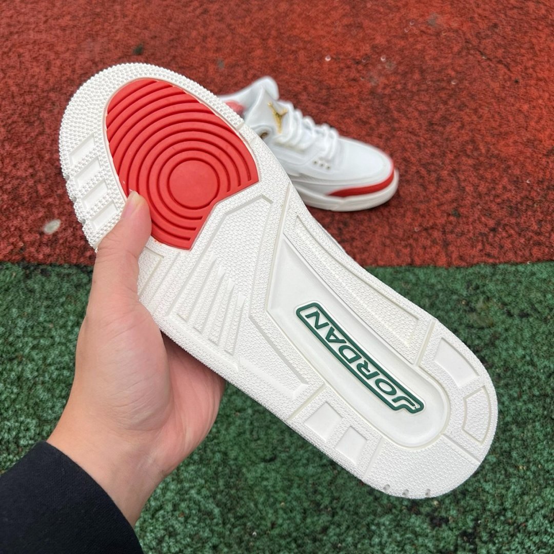 Air Jordan 3 Retro "Medusa" White Red Green Gold Snakeskin Pattern Custom Sneakers Shoes