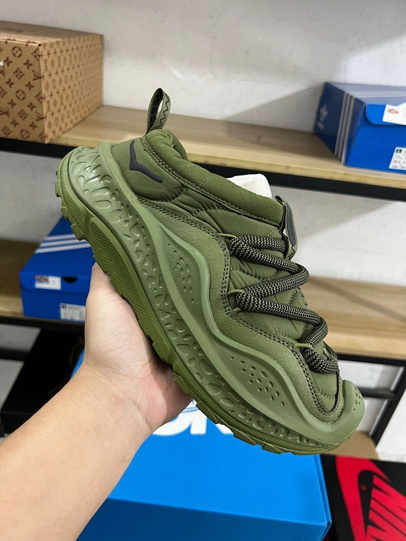 Hoka Transport Olive Green Walking Hiking Lifestyle Trail Sneakers