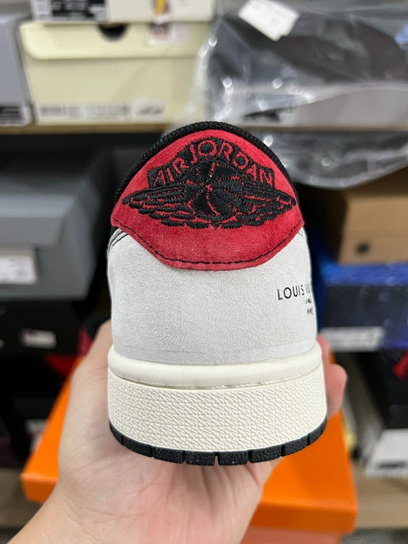 Jordan 1 Low Travis Scott Louis Vuitton LV Monogram Custom Sneakers Black White Red