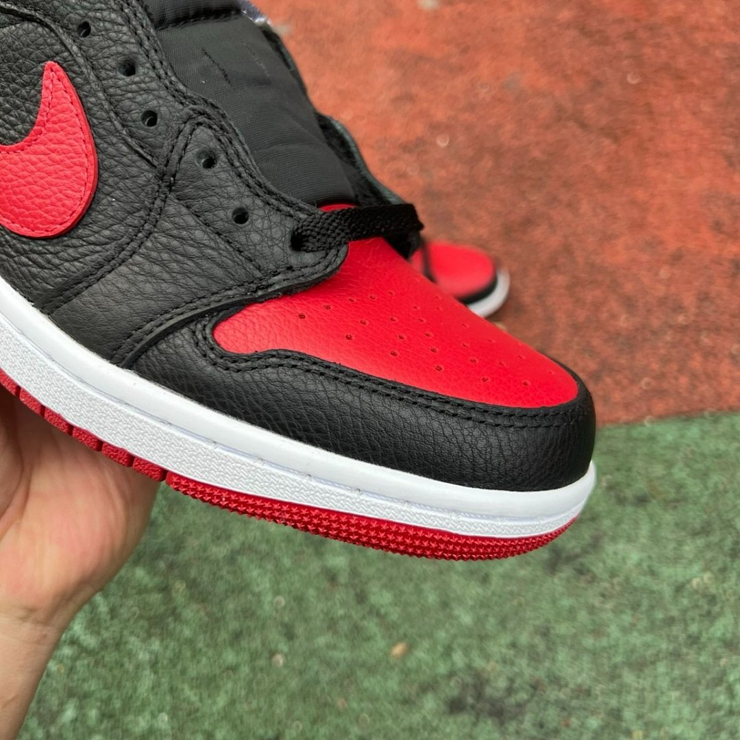 Nike Air Jordan 1 Low Bred Toe Black Red White Men's Sneakers (553558-612)