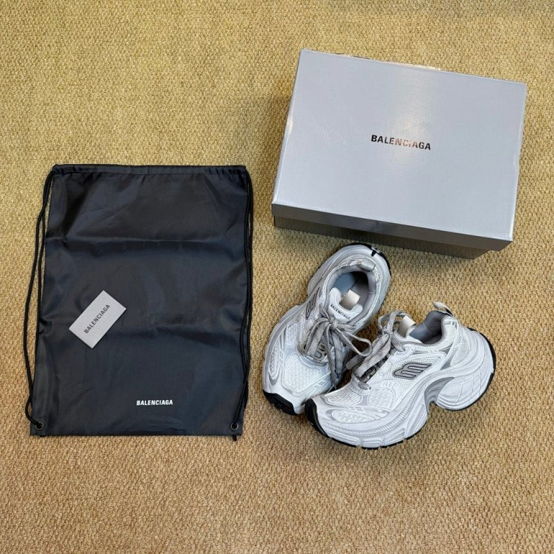 Balenciaga 3XL Trainer White Silver Grey Chunky Mesh Athletic Sneakers