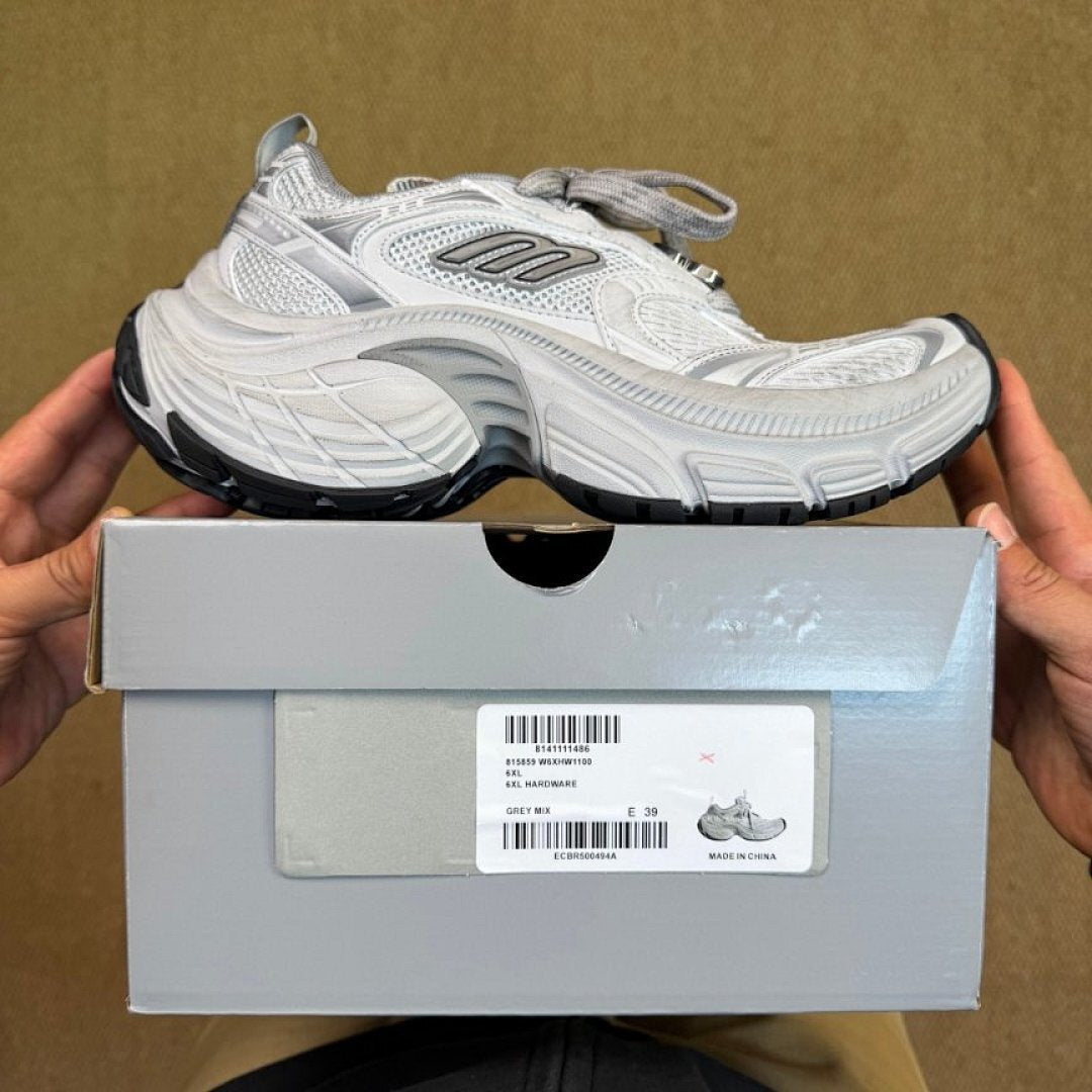 Balenciaga 3XL Trainer White Silver Grey Chunky Mesh Athletic Sneakers