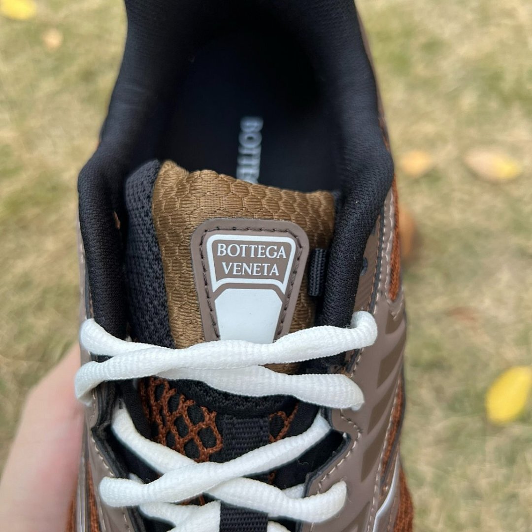Bottega Veneta Orbit Mesh and Suede Runner Sneakers Fondant Brown