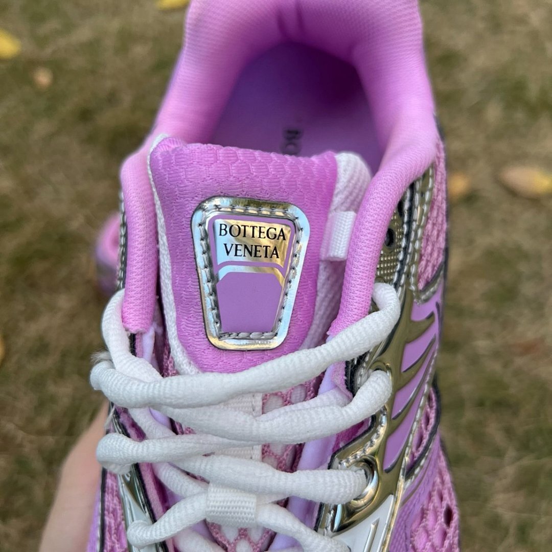 Bottega Veneta Orbit Sneakers Lavender Silver Metallic Mesh Trainers