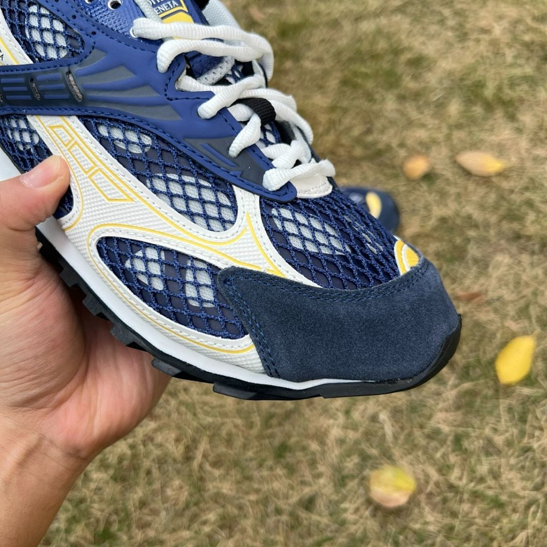 Bottega Veneta Orbit Mesh & Suede Sneakers Navy Yellow White Men's Trainers 755100 V30E0 4072