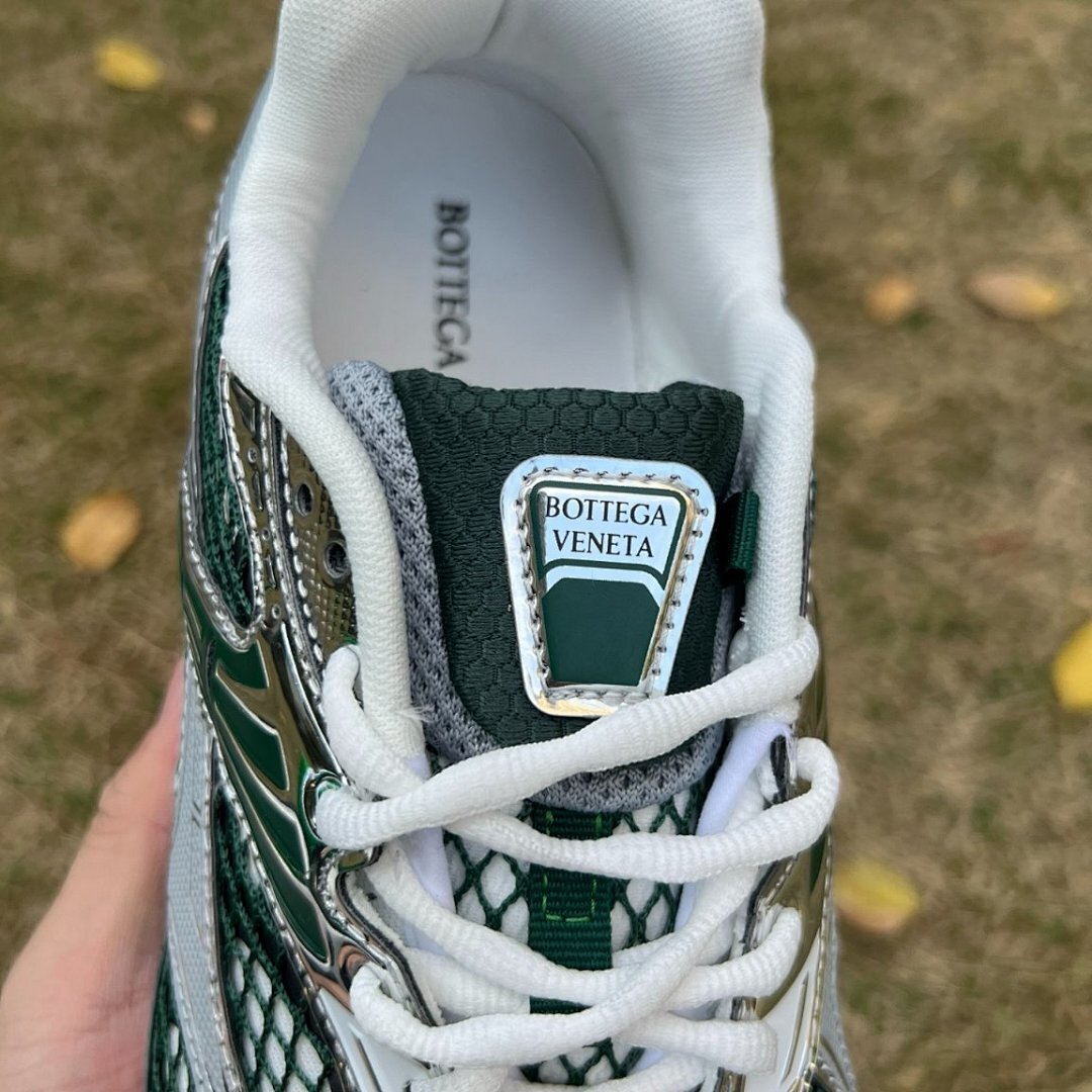 Bottega Veneta Orbit Sneakers Silver Green Metallic Mesh 755106V2D808282