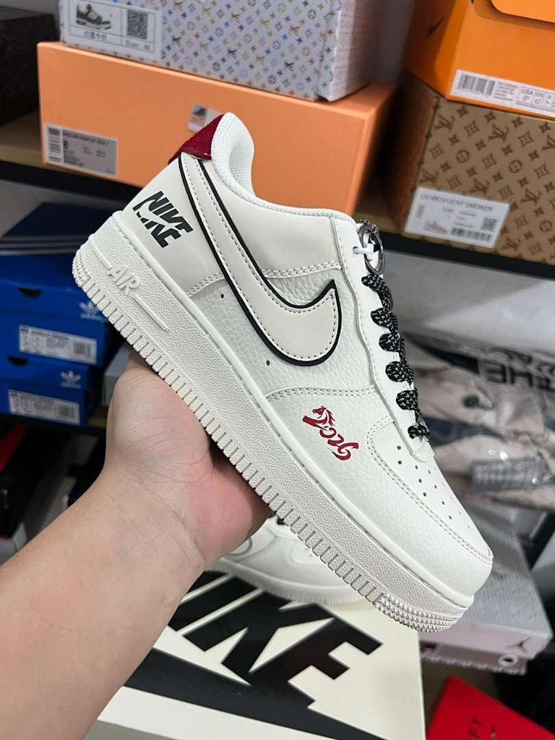 Nike Air Force 1 Low White Red Black Dragon Special Edition Sneakers