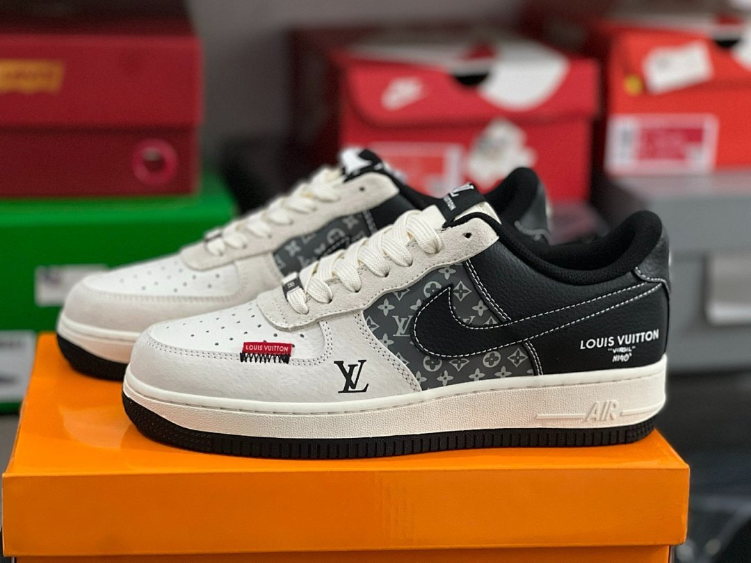 Louis Vuitton x Nike Air Force 1 Low Virgil Abloh White Black Sail Luxury Sneakers