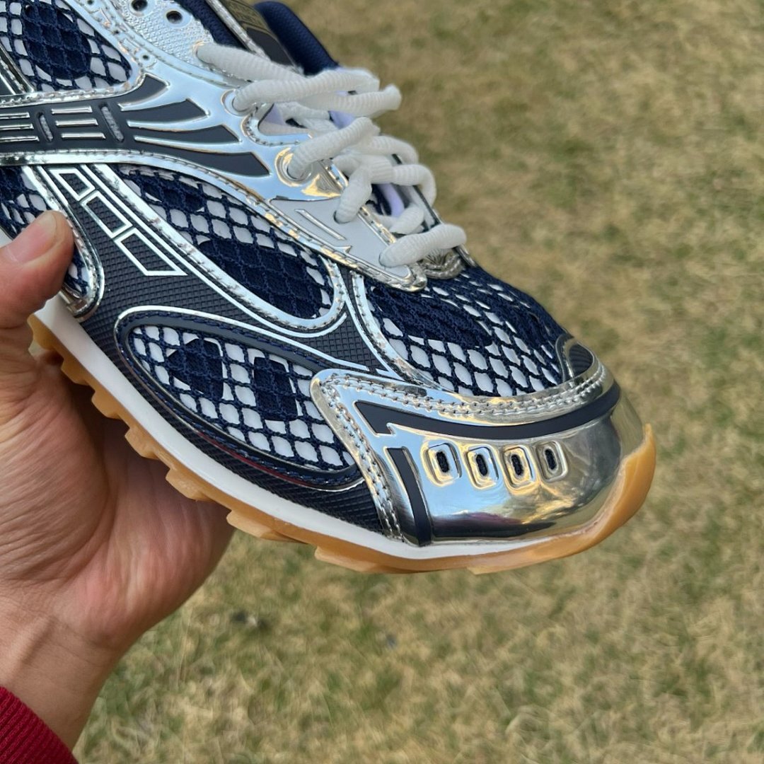 Bottega Veneta Orbit Sneakers Cobalt Silver Metallic Mesh Y2K Chunky Trainers