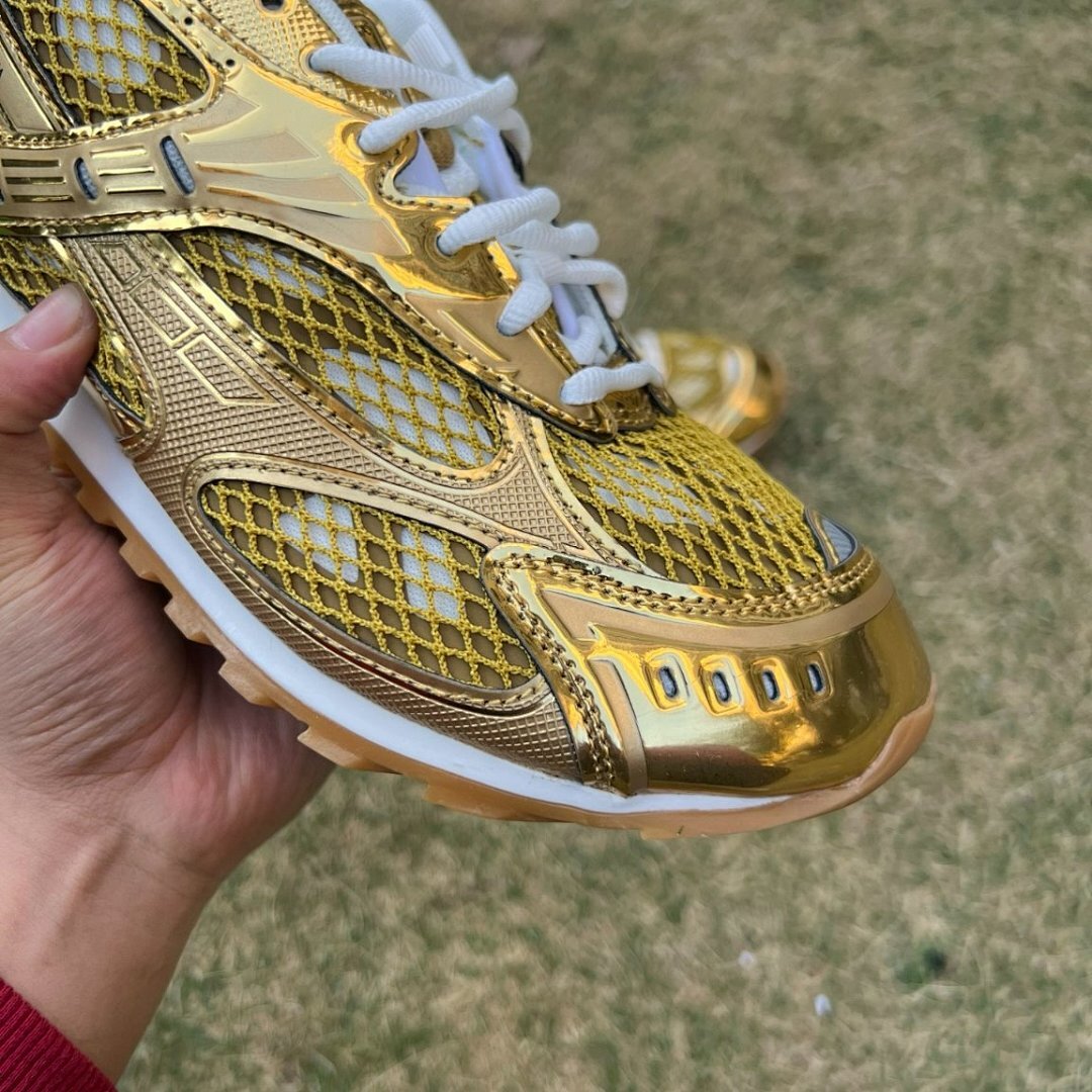 Bottega Veneta Orbit Gold Metallic Mesh Sneakers 740177V26308064