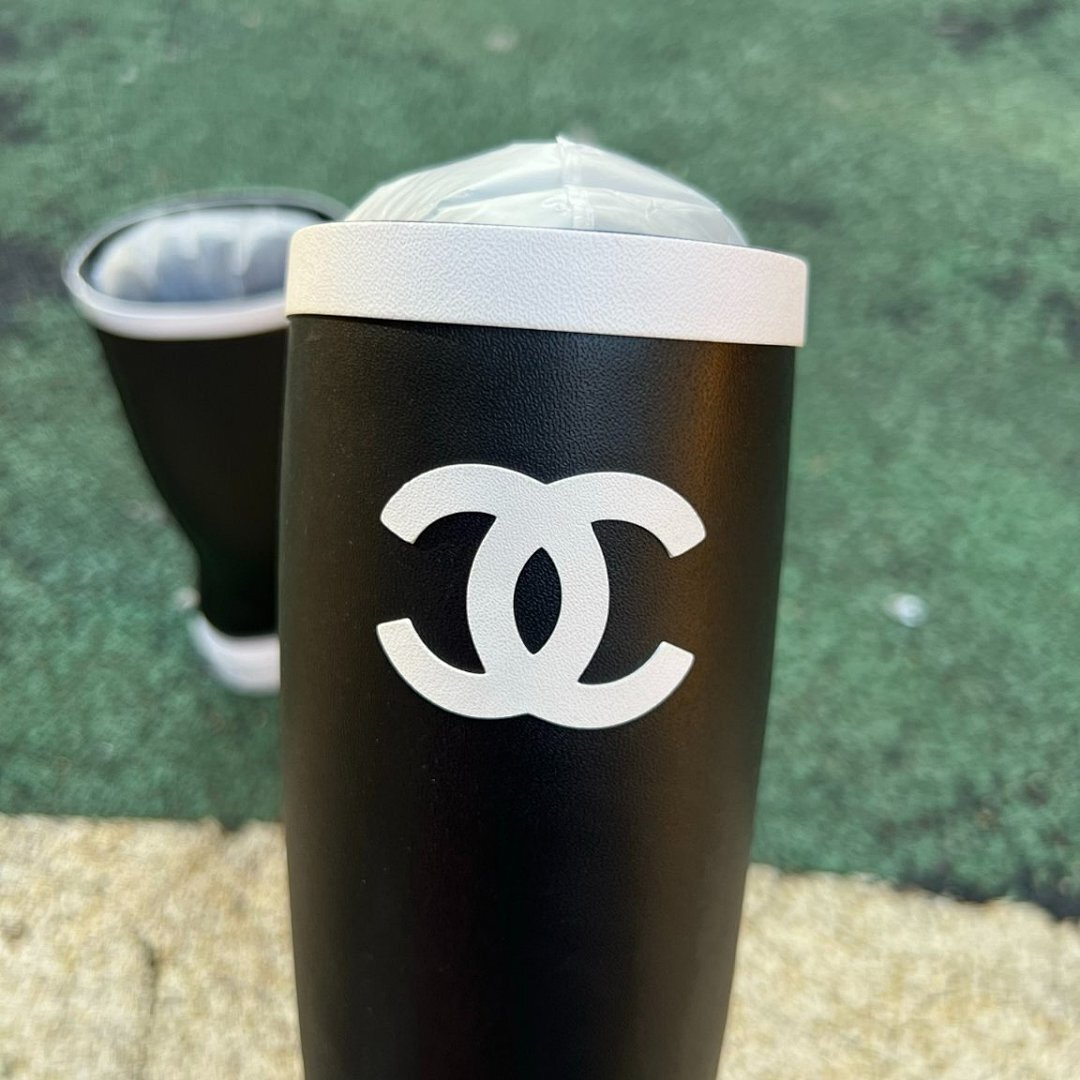 Chanel Black Rubber Rain Boots White Cap Toe CC Logo