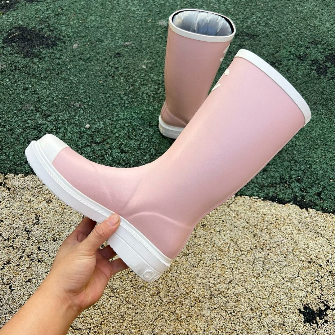 Chanel Pink Rubber Rain Boots G20147 White Toe Cap
