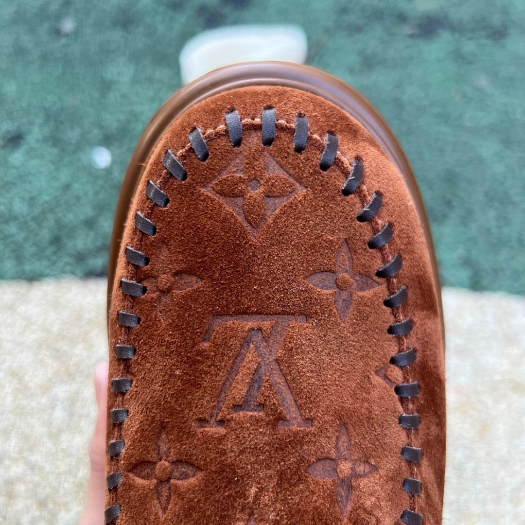 Louis Vuitton Pillow Comfort Ankle Boot Caramel Suede Shearling Monogram Fur Lined Winter Boots 1A8T3X