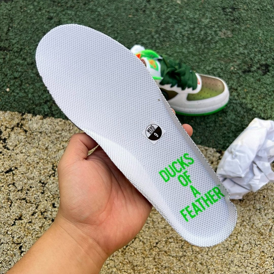 Nike Air Force 1 Low Oregon Ducks Green White Speckle Duck Feet Sneakers