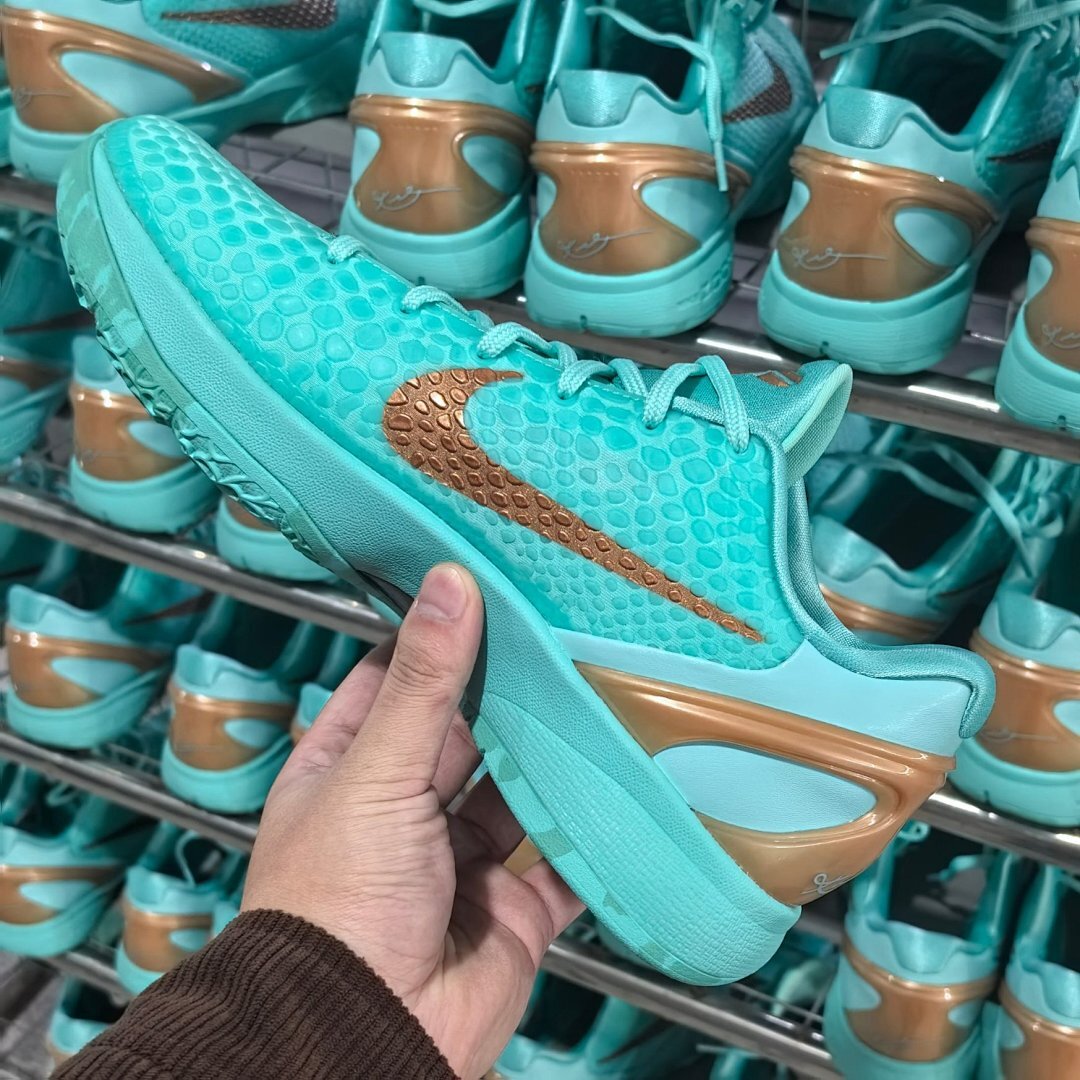 Nike Kobe 6 Protro Mint Gold Teal Aqua Basketball Shoes Sneakers