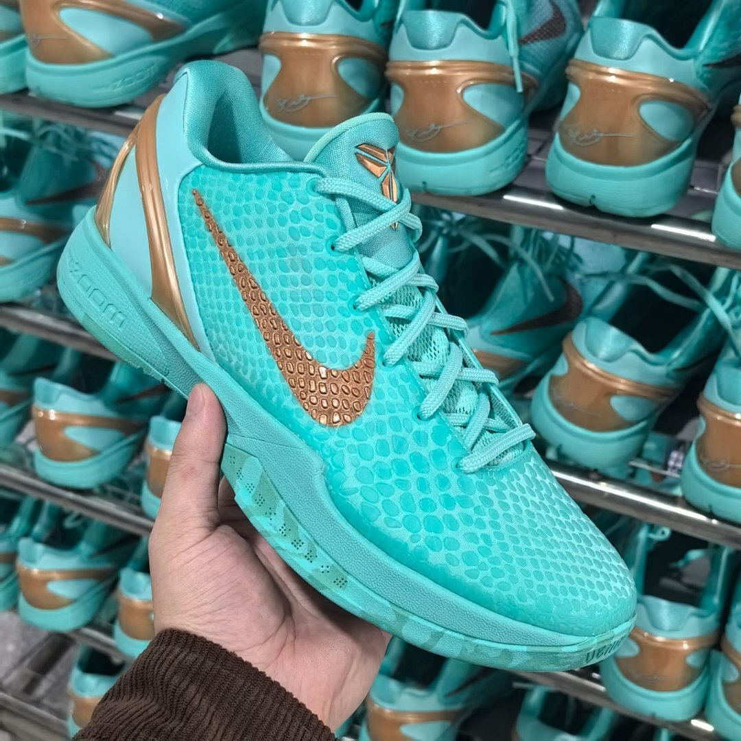 Nike Kobe 6 Protro Mint Gold Teal Aqua Basketball Shoes Sneakers