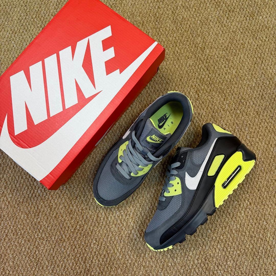 Nike Air Max 90 Black Cool Grey White Volt CN8490-001 Sneakers