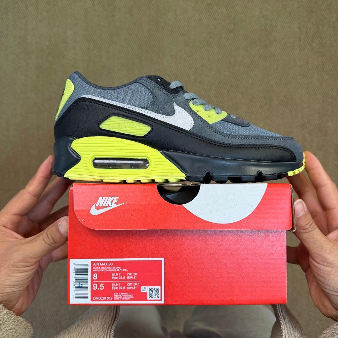 Nike Air Max 90 Black Cool Grey White Volt CN8490-001 Sneakers