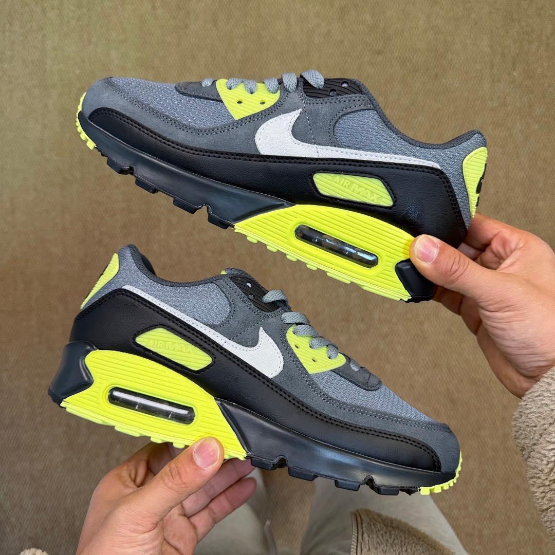 Nike Air Max 90 Black Cool Grey White Volt CN8490-001 Sneakers