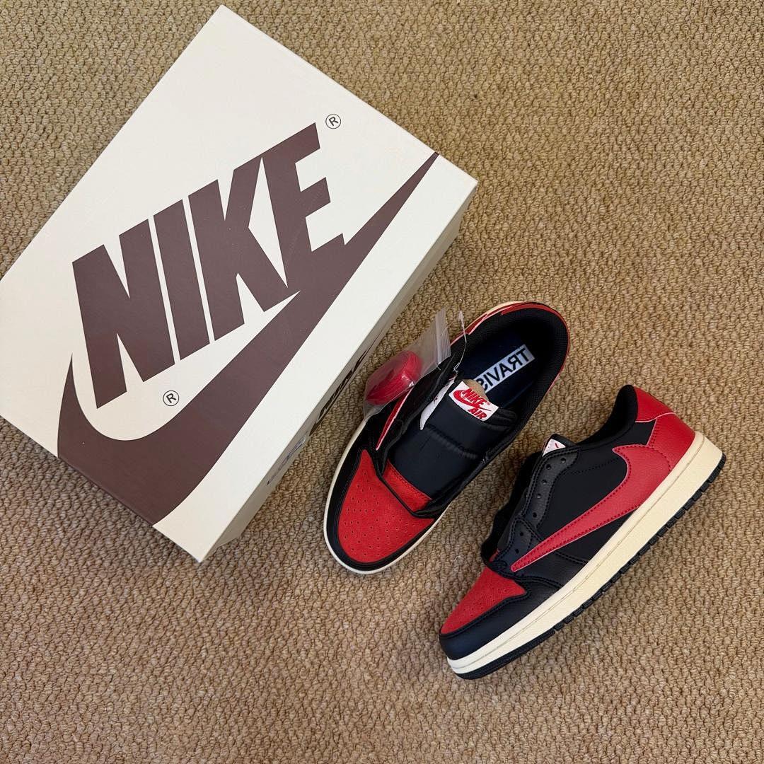 Travis Scott Air Jordan 1 Low OG 'Chicago' Reverse Swoosh Black Red Sail Sneakers