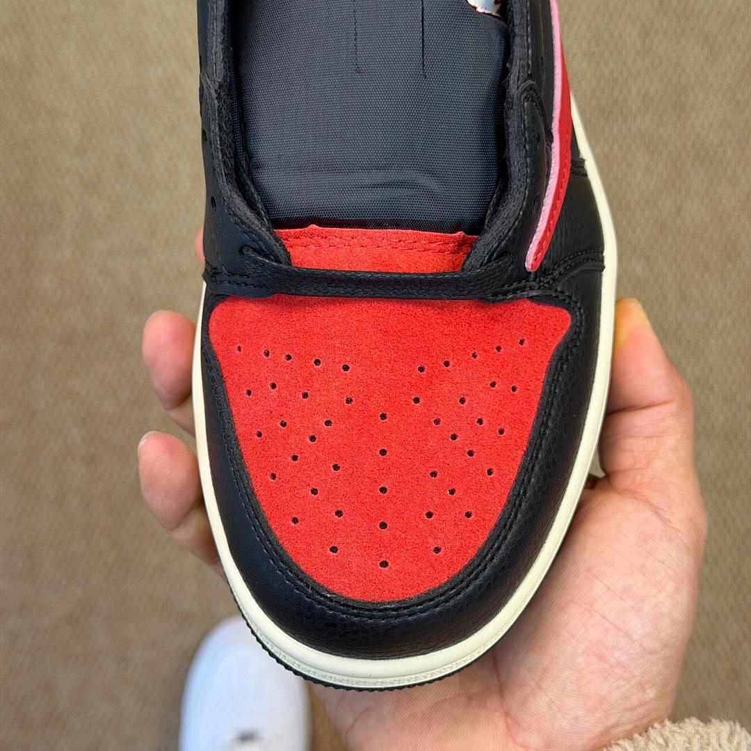Travis Scott Air Jordan 1 Low OG 'Chicago' Reverse Swoosh Black Red Sail Sneakers