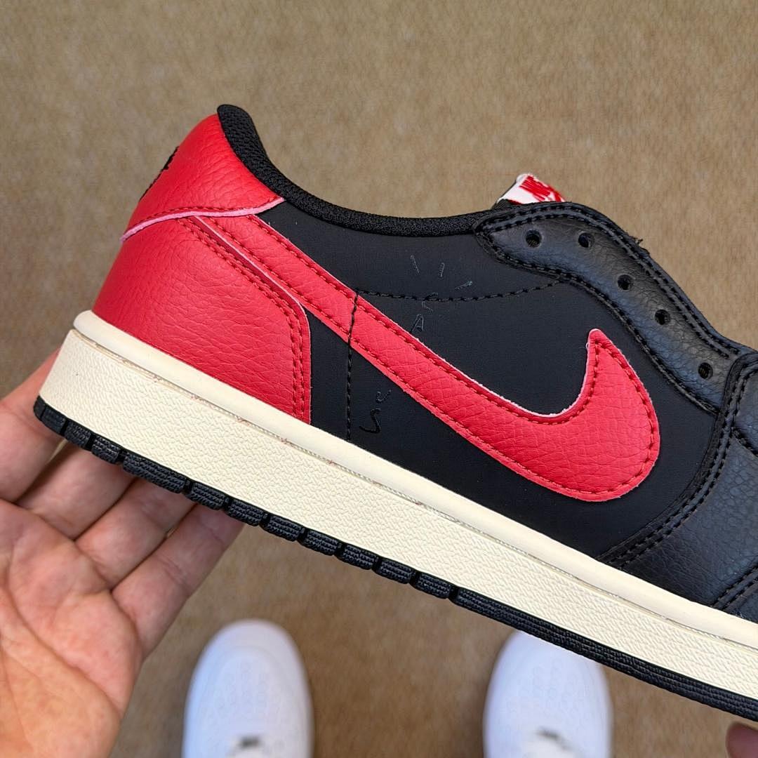 Travis Scott Air Jordan 1 Low OG 'Chicago' Reverse Swoosh Black Red Sail Sneakers