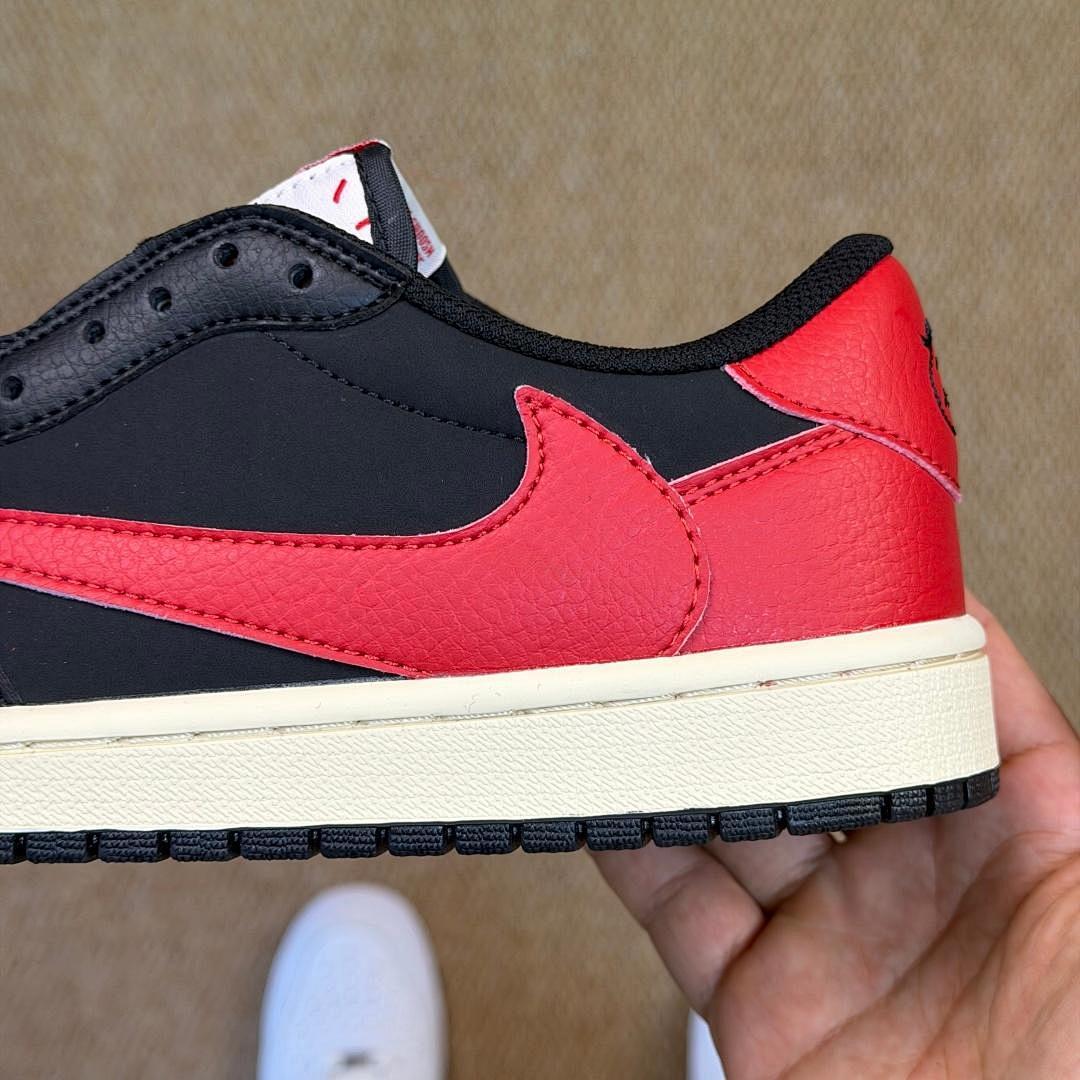 Travis Scott Air Jordan 1 Low OG 'Chicago' Reverse Swoosh Black Red Sail Sneakers