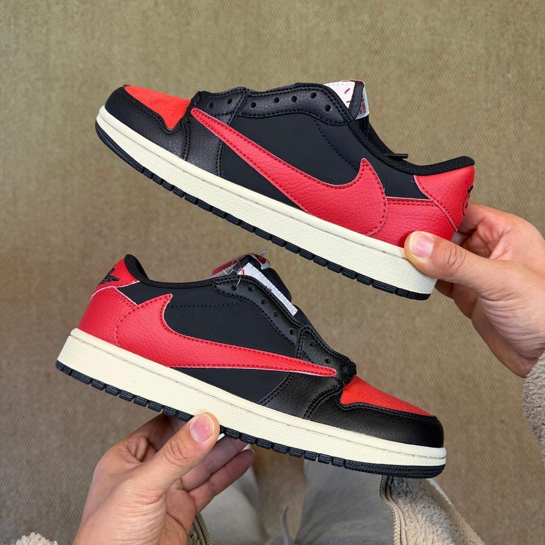Travis Scott Air Jordan 1 Low OG 'Chicago' Reverse Swoosh Black Red Sail Sneakers