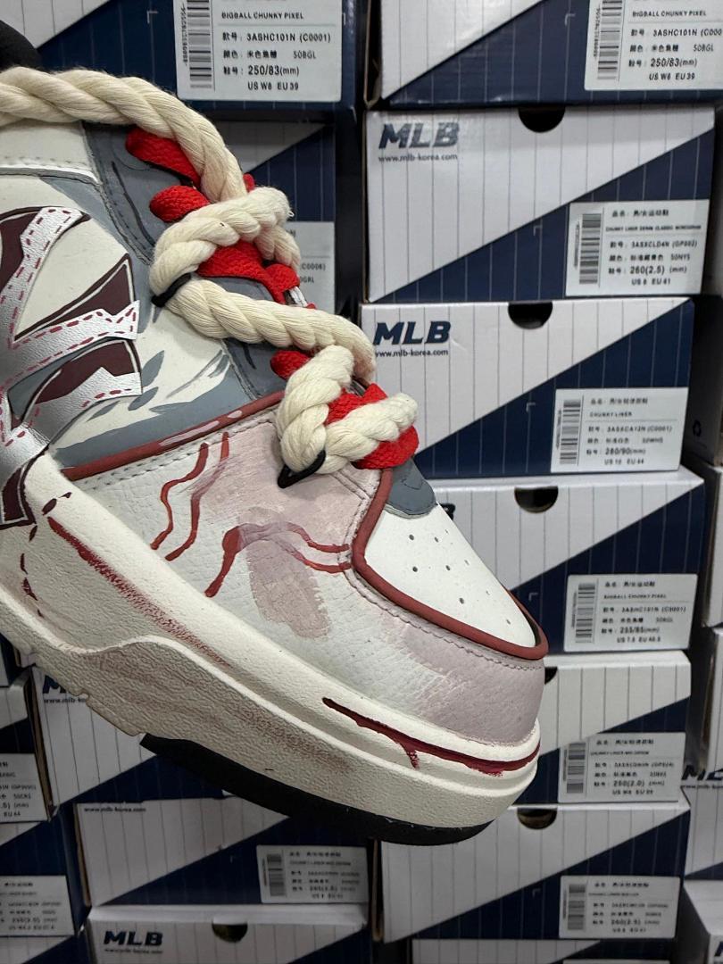MLB BIGBALL CHUNKY PIXEL Unisex Off-White Beige Maroon Chunky Sneakers 3ASHC101N (C0001)