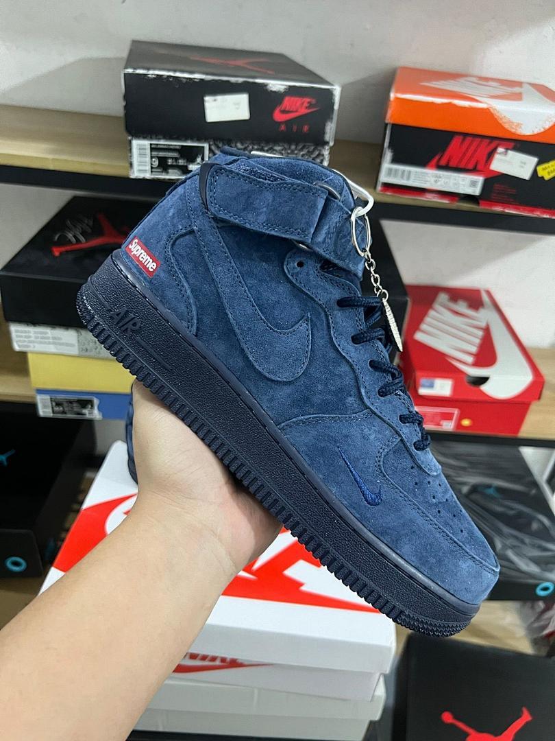 Nike Air Force 1 Mid Supreme College Navy Suede Sneakers Men's DM1703-400