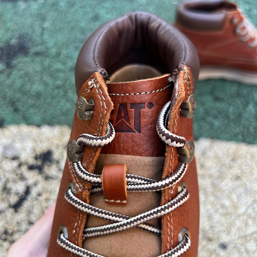 Caterpillar Men's Fairbanks Moc Toe Lace-Up Leather Work Boots Rust Brown