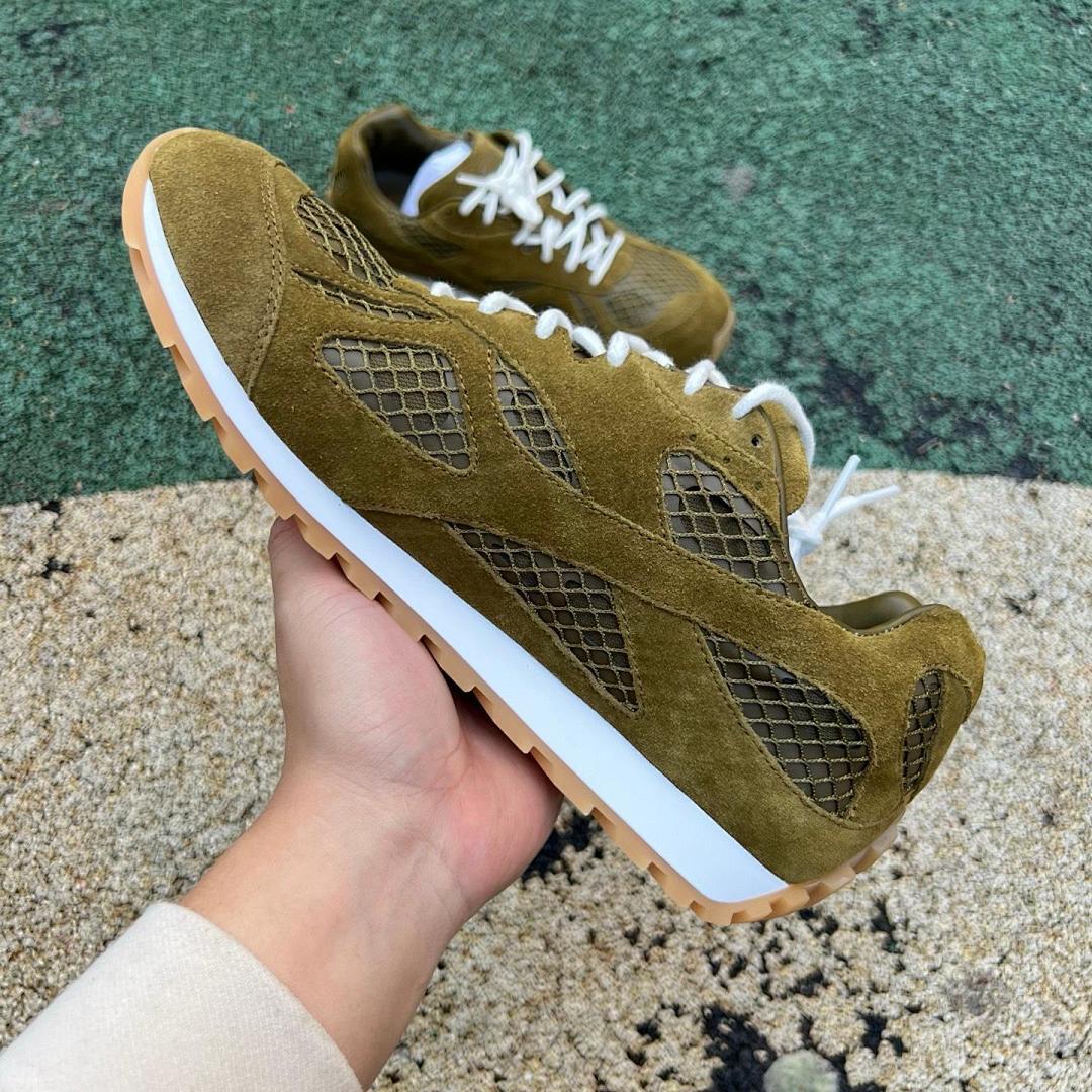 Visvim FKT Runner Olive Green Suede Mesh Sneakers
