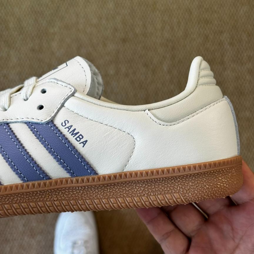 Adidas Originals Samba OG sneaker in the ecru and light blue colorway