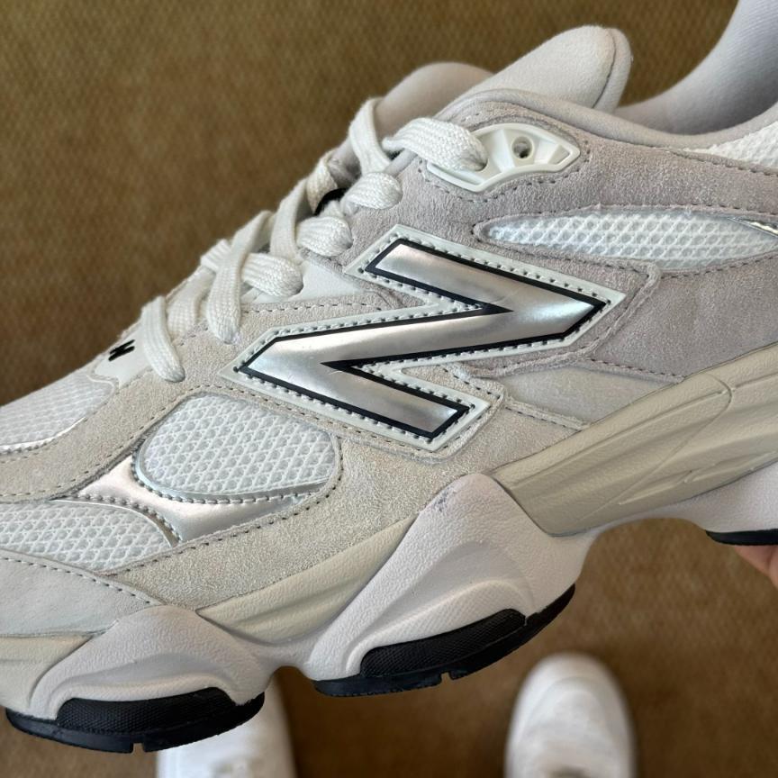 New Balance 9060 sneaker in a White and Metallic Silver