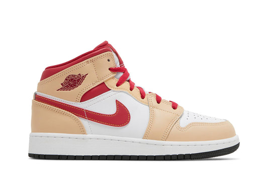 ( Grade School ) Air Jordan 1 Mid 'Beige Red' 554725-201