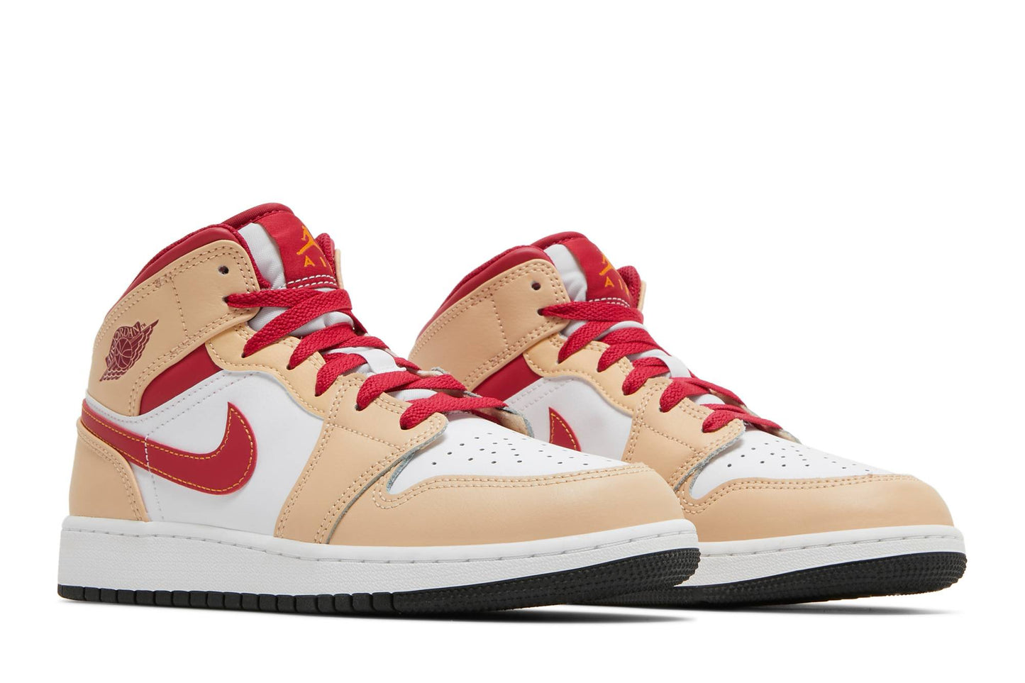 ( Grade School ) Air Jordan 1 Mid 'Beige Red' 554725-201