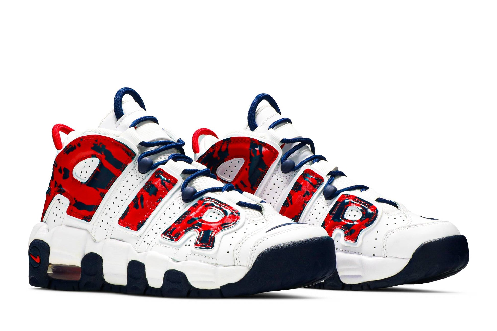 ( Grade School ) Nike Air More Uptempo 'White Blue Red Camo' CZ7885-100