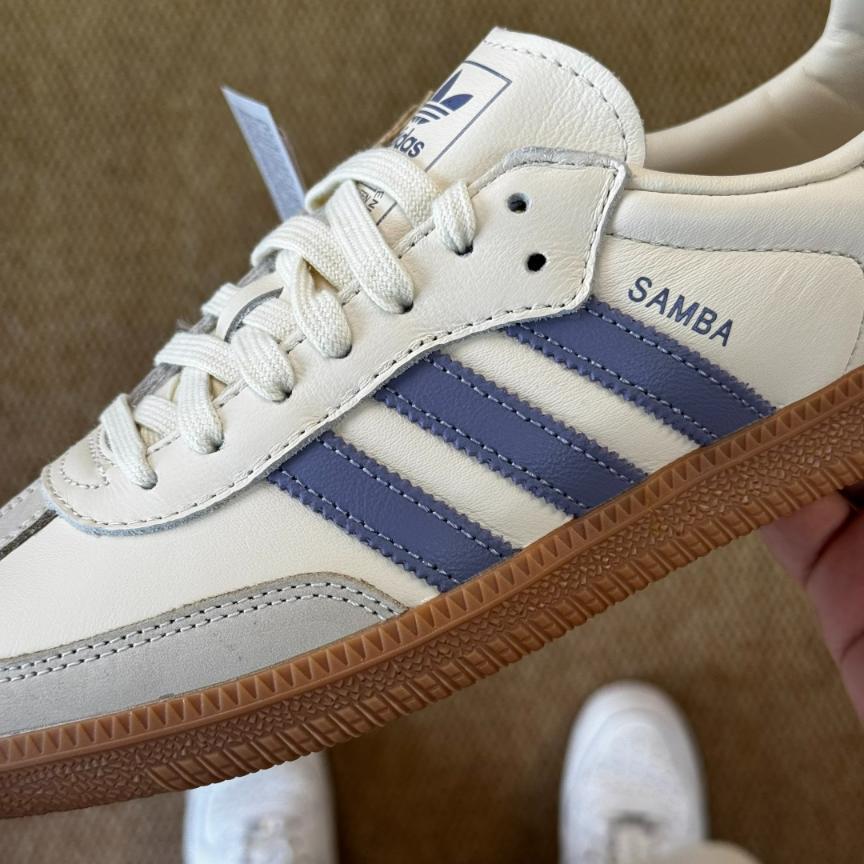 Adidas Originals Samba OG sneaker in the ecru and light blue colorway