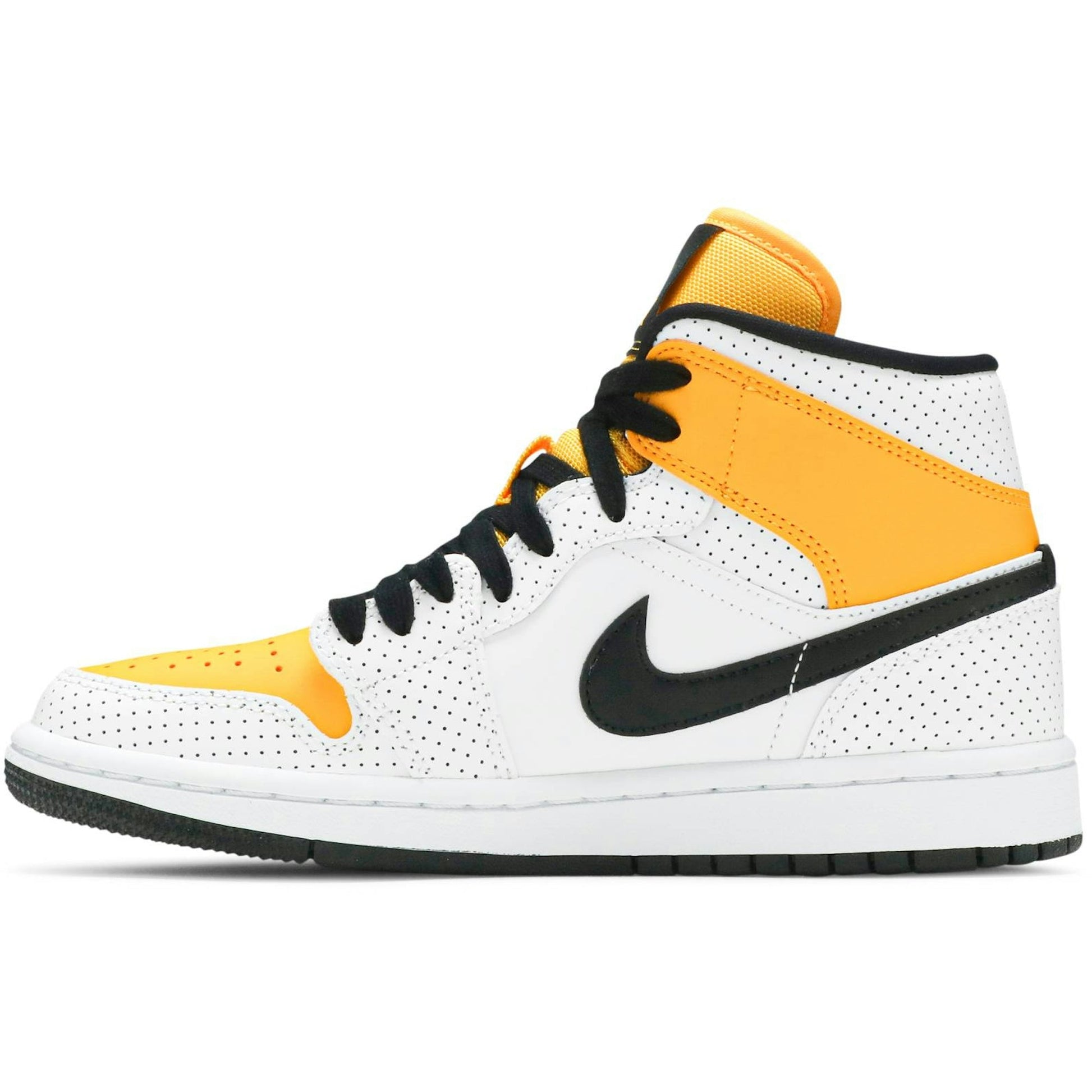 ( Women ) Air Jordan 1 Mid 'Perforated – White University Gold' BQ6472-107