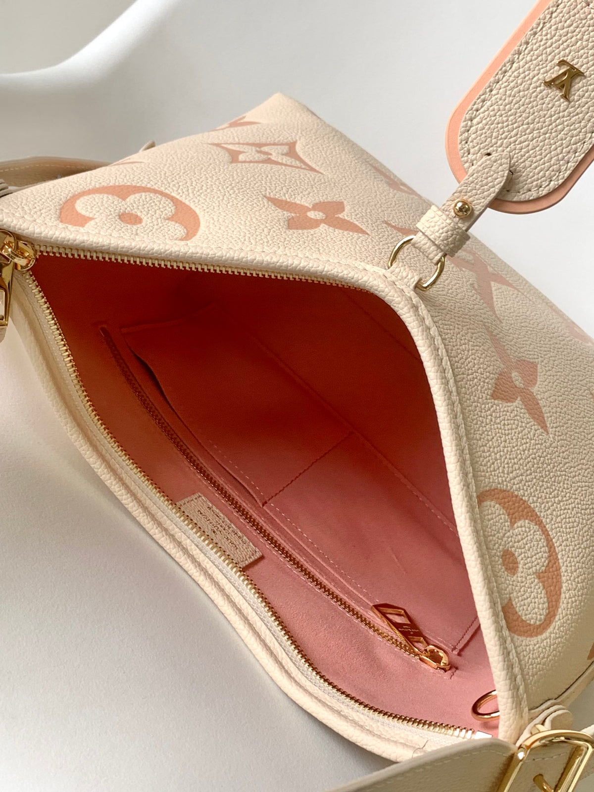 Louis Vuitton Boulogne Monogram Empreinte Leather Shoulder Bag - Cream and Rose